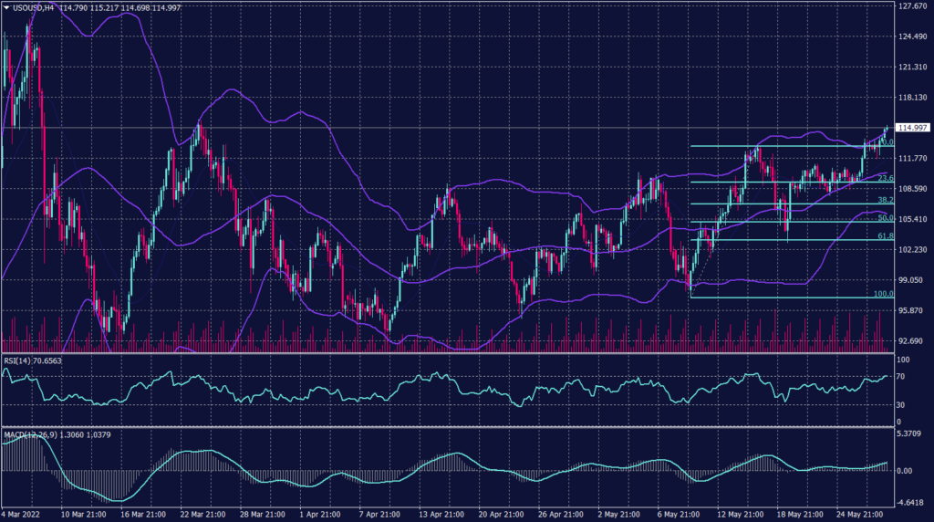 West Texas Crude Graph Candle for 30 May 2022