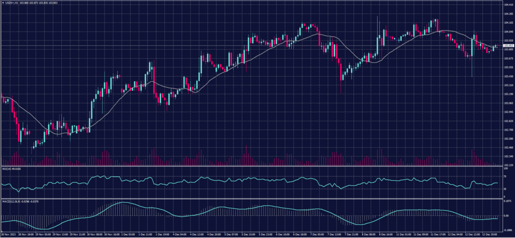 US Dollar Index chart on 13 December 2023